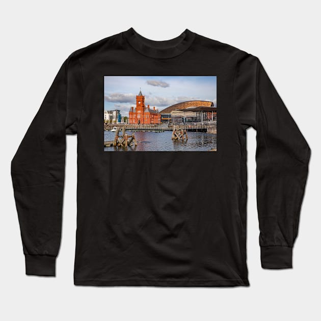 Mermaid Quay, Cardiff Bay, Wales Long Sleeve T-Shirt by dasantillo